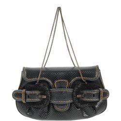Fendi Mini Snakeskin Embossed Leather 'B' Handbag