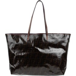 Fendi Large Vinyl Coated Zucca Shopping Tote Bag