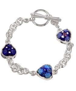 Sterling Silver/Denim Blue Murrano Glass Bracelet