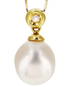 18k Gold South Sea Pearl and Diamond Necklace (11.75 mm)