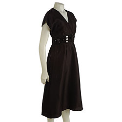 Ellen Tracy Women's Black Silk Shantung Dress