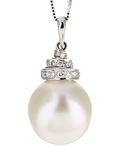 18k Gold South Sea Pearl 1/10ct TDW Diamond Necklace (12.75 mm)
