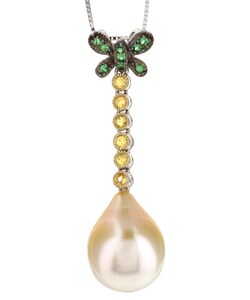14k Gold Natural Golden South Sea Pearl Necklace (10.8 mm)