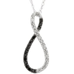 10k Gold 1/5ct TDW Black/ White Diamond Necklace