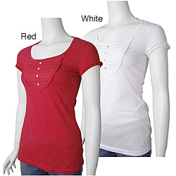 Belle du Jour Women's Ruffle Accent Cap Sleeve Top