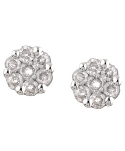 10k White Gold 1/4ct TDW Diamond Cluster Earrings (IJ, I3)