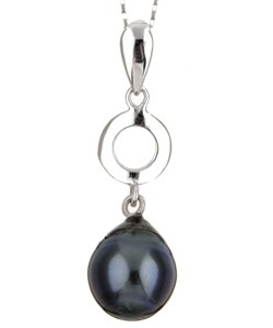 14k White Gold Black South Sea Pearl Necklace (8-9 mm)