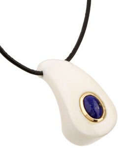 Ivory Bone Genuine Lapis Necklace