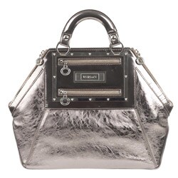 Versace Silver Leather Hexagonal Large Tote Bag