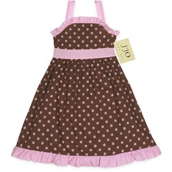 JoJo Infant Girl's Pink/ Brown Polka Dot Halter Dress