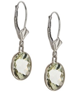 14k White Gold Green Amethyst Leverback Earrings