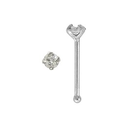 14k White Gold Cubic Zirconia Nose Bone