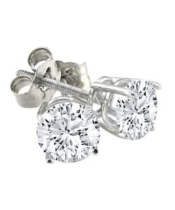 Platinum 1/2ct TDW Round Diamond Stud Earrings (I, SI2)