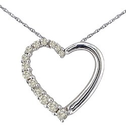 10k White Gold 1/4ct TDW Diamond Heart Necklace (K, I2-I3)