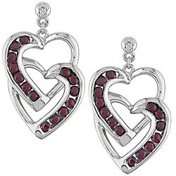 10k Gold Diamond and Ruby Heart Earrings