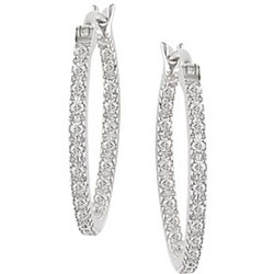 10k White Gold 1/4ct TDW Diamond Hoop Earrings (I-J, I1-I2)