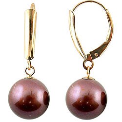 14k Gold Brown Akoya Pearl Earrings (9-9.5 mm)
