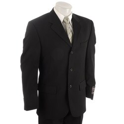 Jeffrey Banks Black Solid Athletic Fit Suit