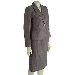 Jones New York 1-button Sharkskin Multi-Stripe Skirt Suit