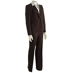 Jones New York 3-piece Twill Multi-stripe Pantsuit with Collar Shirt