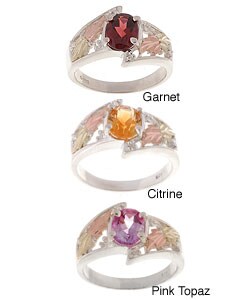 Sterling Silver and 14k Black Hills Gold Gemstone Ring