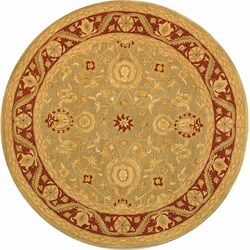 Hand-spun Green/ Red Kashan Wool Rug (8' Round)
