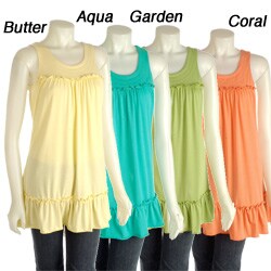 Celebrity Pink Women's Flounce Hem Sleeveless Shirt