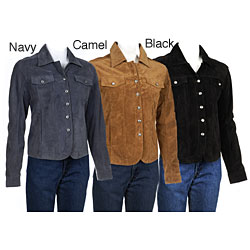 Raffaelo Women's Rhinestone Button Suede Jacket
