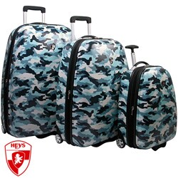 Heys Hardside 3-piece Blue Camouflage Luggage Set