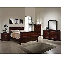 Louis Philippe Queen 5-piece Cherry Sleigh Bedroom Set