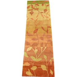 Indo Tibetan Gold/ Green Runner Rug (2'4 x 8'1)