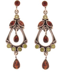 Sterling Silver Garnet and Peridot Earrings (India)