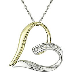 14k Two-tone Gold 1/8ct TDW Diamond Heart Necklace (H-I, I1-I2)