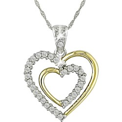 14k Gold 1/3ct TDW Diamond Double Heart Necklace (H-I-J, I1-I2)