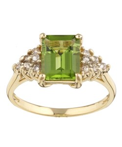 10k Yellow Gold Peridot and 1/5ct TDW Diamond Ring