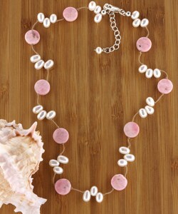 Cloud Dancer Rhodochrosite Pearl Necklace (USA)