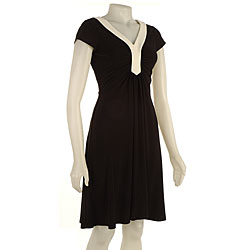 Evan Picone Black/ Ivory Matte Jersey Dress