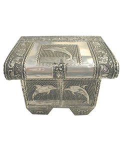 Dolphin and Elephant Embossed Jewelry Box (India)
