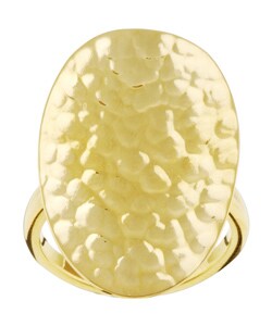 18k Gold Overlay Hammered Oval Ring