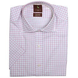 Tailorbyrd Men's Pink/ White Grid Short-sleeve Shirt