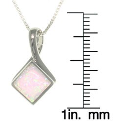 Sterling Silver Square Lab-created Opal Necklace