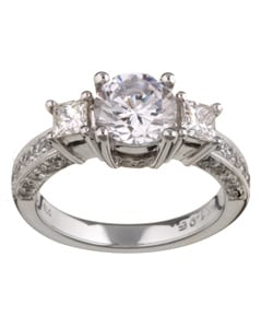 14k White Gold CZ and 1ct TDW Engagement Ring (GH, SI)