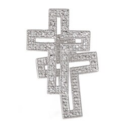 Cubic Zirconia Sterling Silver Cross Earring