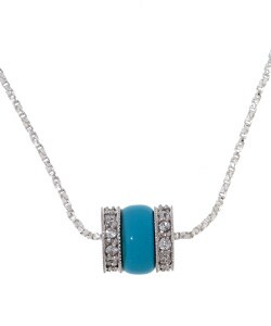 Cuabic Zirconia Turquoise Sterling Silver Pendant