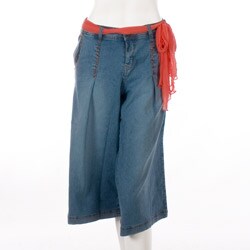 Vezucci Women's Missy Denim Gaucho Pants