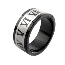 Black Stainless Steel Roman Numeral Ring