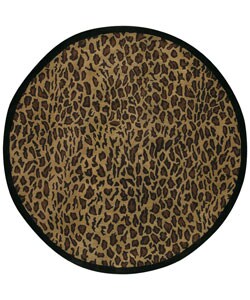 Hand-tufted Safari Leopard Wool Rug (8' Round)
