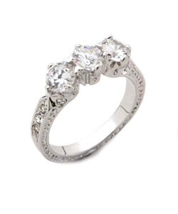Sterling Silver 3-Stone CZ Ring