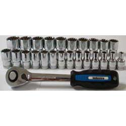 24-piece 1/2-inch Drive Socket Set with Ratchet Handle