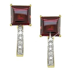 14k Gold 1/8ct TDW Diamond and Garnet Earrings (H-I-J, I1-I2)